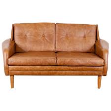 Danish Mid Century Brown Leather Loveseat At 1stdibs