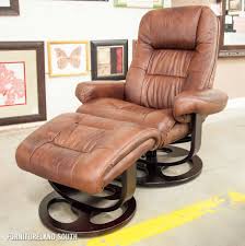 Luxurious Home Furnishings Light Brown Leather Reclining Chair And Ottoman On Dark Brown Brus White Leather Chair Comfortable Living Room Chairs Recliner Chair