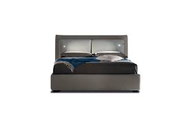 Letto contenitore in tessuto, pelle o ecopelle. Letto Contenitore Con Luci Led Su Testiera Flux