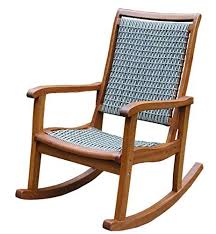 Outdoor Interiors Resin Wicker And Eucalyptus Rocking Chair Brown And Grey 0 0 Patio Rocking Chairs Wicker Rocking Chair Outdoor Rocking Chairs