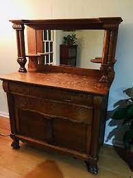Sometimes called tiger oak because of the golden striped grain lines, it was popular during the arts & crafts period. Antique Tiger Oak Buffet Or Dresser 48 X 23 Missing Some Hardware Drawer Pulls Ebay