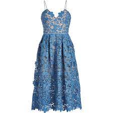 Self Portrait Azalea 3d Fit And Flare Dress 425 Liked On Polyvore Featuring Dresses Blue Lace Dr Fit And Flare Dress Fit N Flare Dress Flower Midi Dress