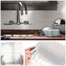 Amazon Com Homeystyle Subway Stripe Puzzle Peel And Stick Tile Metal Backsplash For Kitchen Bathroom Stove Metallic Backsplash Peel And Stick Tile Backsplash