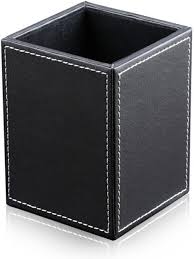 However, it can be personalized in any way you want. Amazon Com Kingfom Pu Leather Square Pens Pencils Holder Cup Desktop Stationery Organizer Case Office Accessories Container Box Black Office Products
