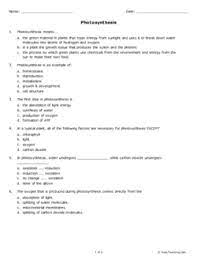 A simple worksheet covering the basics of photosynthesis. Photosynthesis Grade 9 Free Printable Tests And Worksheets Helpteaching Com