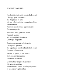 F g7 c amore fai presto io non resisto f g7 c se tu non arrivi nos esisto am dm g7 non esisto nos esisto. L Appuntamento