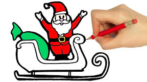 Cartoon santa conduit son traîneau. How To Draw Santa Claus Sleigh Youtube