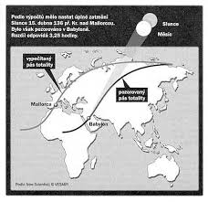 Pás totality se vytvořil v 9:30 utc v západním atlantském oceánu a pokračoval východním směrem přes jih spojeného království. Historicke Zaznamy Zatmeni Casopis Vesmir