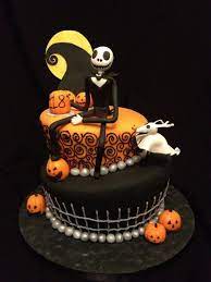 This cake topper was perfect! 23 Creative Image Of Jack Skellington Birthday Cake Jack Skellington Birthd Nightmare Before Christmas Cake Halloween Birthday Cakes Christmas Birthday Cake
