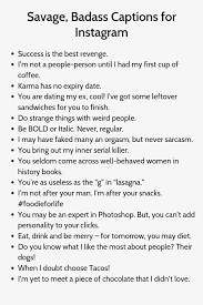 Instagram Bio Ideas For Girls Attitude Savage Badass Captions For Instagram5 Badass Captions Witty Instagram Captions Instagram Quotes