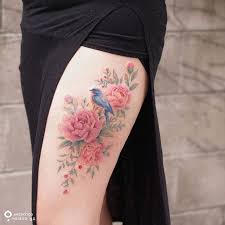 Blue Bird And Rose Tattoo 
