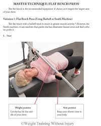 The smith machine bench press can also be great if you have a shoulder injury. Sample Master Technique Flat Bench Press Using Barbell Or Smith Machine Smith Machine Workout Bench Press Flat Bench Press