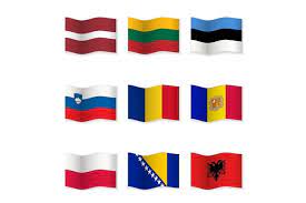 Waving National Flags Set 8