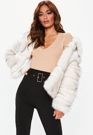 Black And White Spotted Faux Fur Coat White Premium Cropped Faux Fur Jacket Missguided White Fur Coat Fur Coat Outfit Faux Fur Cropped Jacket