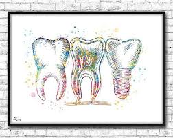 Dentist Gift Tooth Art Medical Art Clinical Decoration Dental Practice Gum Tooth Schema Tooth Watercolor Human Body 325 Dental Art Gifts For Dentist Medical Art