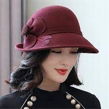 Flower Wool Cloche Hat For Women Fashion Winter Felt Hats Hatsforwomencloche Wool Cloche Hat Hats For Women Wool Cloche