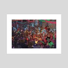 The Night of the Remembered Festival Street Corner, an art print by Adrián  Ibarra Lugo