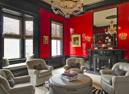 Black Fireplace Red Lacquered Walls Red Room Decor Best Home Interior Design Modern Furniture Living Room