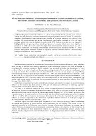 What are malaysians' online shopping behaviour like? Pdf Green Purchase Behavior Examining The Influence Of Green Environmental Attitude Perceived Consumer Effectiveness And Specific Green Purchase Attitude
