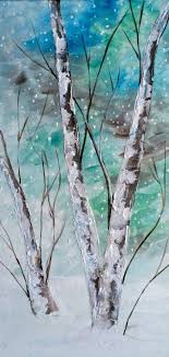 Birch Tree Canvas Art Textured Birch Tree Painting 12 X 24 Canvas With Glitter Glaze Awesome Painting Idea Pretty Blue Gree Tree Painting Acrylic Painting Trees Canvas Painting