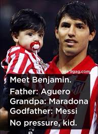 Mirá el sitio oficial de sergio agüero creado con wix.com. Meet Benjamin Aguero No Pressure Kid Soccer Memes Messi Have A Laugh