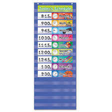 scholastic daily schedule pocket chart 13 x 33 blue clear