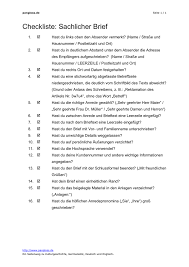 Sachlicher brief schreiben 6 klasse realschule jbungen length. Checkliste Sachlicher Brief