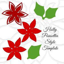Small And Large Christmas Paper Flower Poinsettia Templates Etsy Flower Template Paper Flowers Paper Flower Template