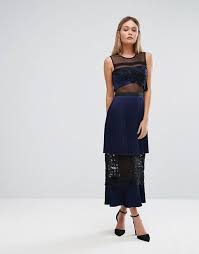 Three Floor Three Floor Double Tiered Midi Dress With Lace Inserts Asos Lace Dress Lace Dress Women Dress Sale