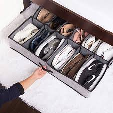 This shoe organizer boasts reinforced handles on either end, allowing you to pull it out from under the bed in either direction. Insel Under Bed Shoe Organizer Bamboo Charcoal Storage Solution For Shoes Clothes Under The Bed Sturdy Durable Underbed Container Box With 12 Large Bins Grey Pricepulse