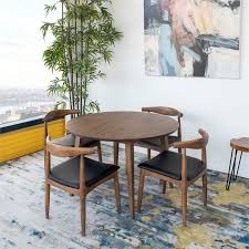 Choose from our mid century style compact round dining set that offers maximum style in a minimal amount of space or spread out with an expansive rectangular or square tabletop.our dining table models available in our midinmod houston and katy furniture stores. Allora Mid Century Modern Wood Round Dining Table In Mahogany A 5145 1939913