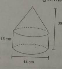 Contoh soal dan pembahasan soal no. 10 Perhatikan Gambar Yang Terbentuk Dari Kerucut Dan Tabung Berikut 39 Cm15 Cm14 Cmluas Permukaan Brainly Co Id