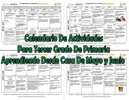 Colección de berenice ruiz • última actualización: Calendario De Actividades Para Tercer Grado De Primaria Aprendiendo Desde Casa De Mayo Y Junio 2020 Material Educativo