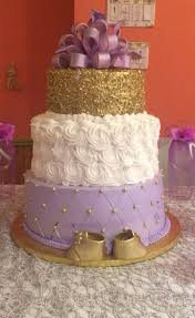 Black White And Gold Baby Shower Cake Baby Shower Cake Idea Purple White Gold Princess Baby Shower Cake Gold Baby Shower Cake Baby Shower Cakes Girl