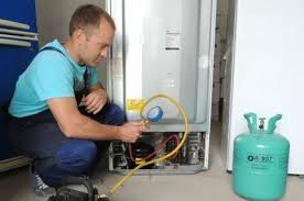 Filling a refrigerator with freon: step ...