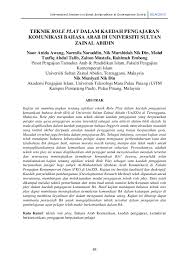 Alhamdulillah belakangan ini peminat bahasa arab khususnya di indonesia semakin banyak dan semakin bertebaran. Pdf Teknik Role Play Dalam Kaedah Pengajaran Komunikasi Bahasa Arab Di Universiti Sultan Zainal Abidin Rahimah Embong Academia Edu