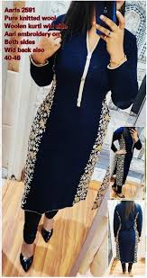 Maybe you would like to learn more about one of these? Aarfa Knitted Woollen Kurti With Embroidery 2591 Rs 1645 Description Aarfa Pure Kintted Woollen Kurti Side Aari Embroidery On Bo Kurti Woolen Indian Outfits