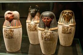 Egyptian Canopic Jars Were Four In Number Each For The Safekeeping Of Particular Human Organs The Arte Del Antiguo Egipto Egipto Antiguo Antiguo Arte Egipcio