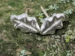 Oak Leaf Stud Earrings in Pure Silver Silver Oak Leaf - Etsy