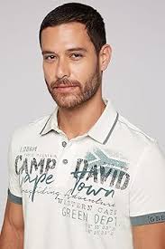 Camp David Polo de manga corta para hombre con estampado flocado y cintas,  marfil, M: Amazon.es: Moda