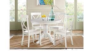 Riverside aberdeen round pedestal dining table. Brynwood White 5 Pc Pedestal Dining Set White Chairs Round Rustic