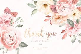 Vector thank you card with hand drawn lettering with flower decorative elements on black background for greeting card, invitation and web design. Free Vector Thank You Card With Vintage Floral Frame