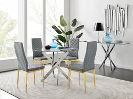 We did not find results for: Ivy Bronx Eubanks 100cm Round Dining Table And 4 Grey Gold Leg Chairs Reviews Wayfair Co Uk
