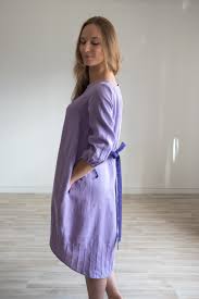 Lavender Balloon Shape Dress From Linen Linen Boutique