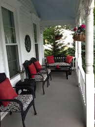 Black Wicker Front Porch I Spray Painted My Wicker Furniture Black And Bought New Cushions An Front Porch Furniture Front Porch Seating Porch Furniture Sets