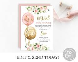 Virtual Baby Shower Invitation Girl Floral Pink Evite Electronic Invitation Template Long Distance Cell Phone Invite Shower By Mail Virtual Baby Shower Invitation Pink Baby Shower Invitations Girl Shower Invitation Baby showers are no exception to this as recommendations and restrictions sweep the world. virtual baby shower invitation girl