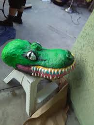 Paper Mache Recyclables Old Donut Floater From The 99 Cent Store And Junk Mail Turned Into Tick Tock Clock Crocodil Tick Tock Clock 99 Cent Store Paper Machine