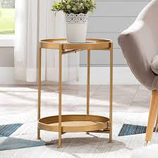 End tables are the traditional solution but with so many fresh d‚cor options you'll want to rethink your interior space. Gold Round End Side Table Metal Removable Tray Accent Table Folding Bedside Table For Small Spaces Buy Online In Maldives At Maldives Desertcart Com Productid 160121641