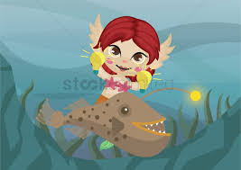 Mermaid with lightbulbs and angler fish Vector Image - 1436914 |  StockUnlimited