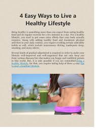 Nutrition and healthy eating are discussed in articles and videos on howstuffworks. 4 Easy Ways To Live A Healthy Lifestyle By Sherly Adams Issuu
